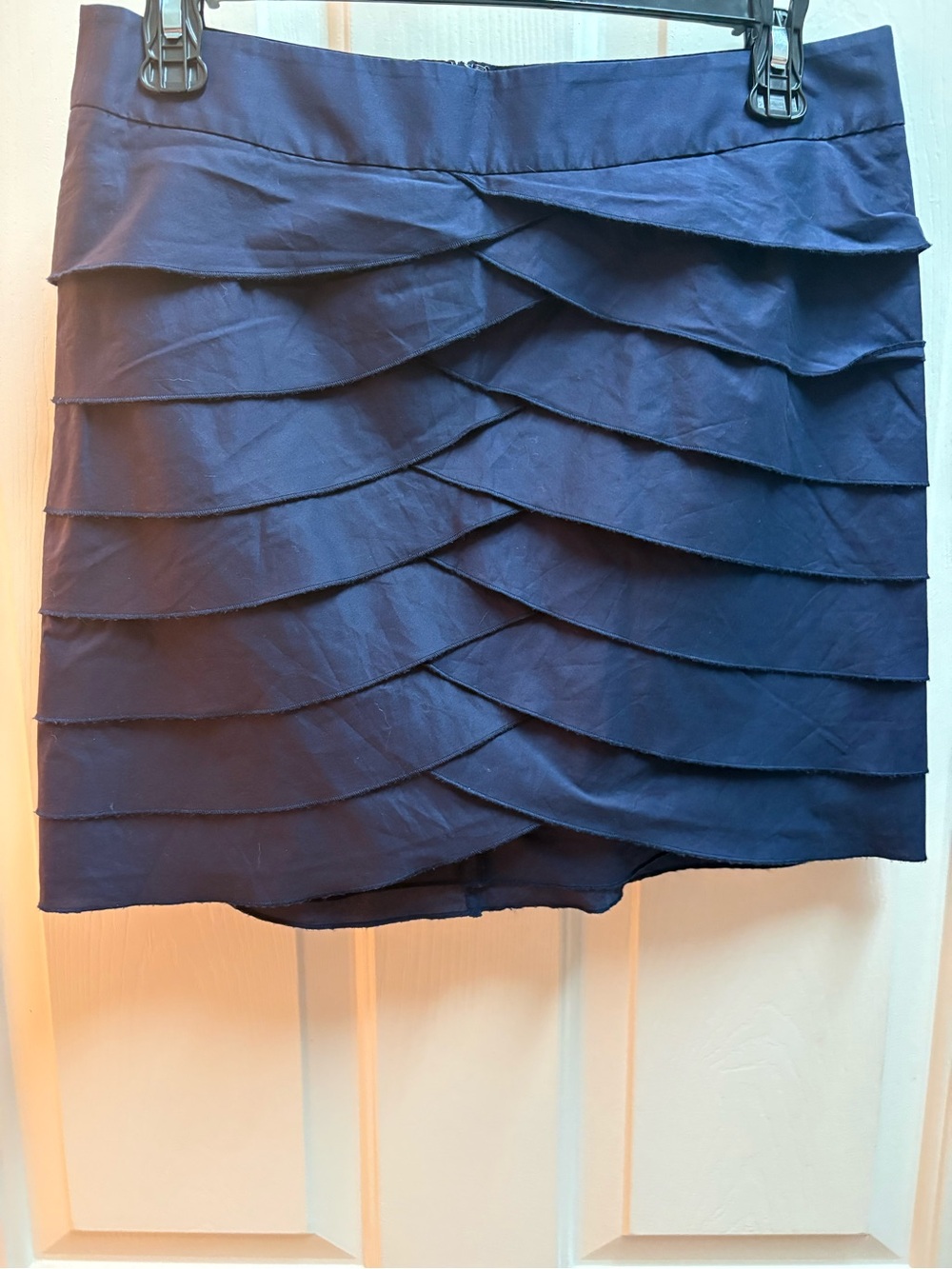 BCBGMaxAzria Navy Layered Ruffle Mini Skirt